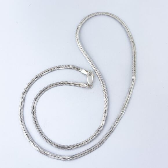 AS IS - SOME KINKING Vintage Italy IBB Sterling Silver Flat Snake Chain 18.5" - Picture 1 of 3